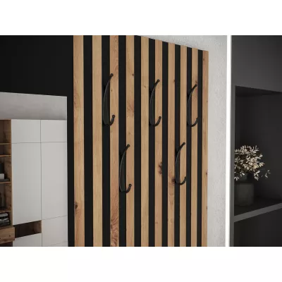 Predsieňová stena so zrkadlom BRUTTO - artisan / čierna / šedá