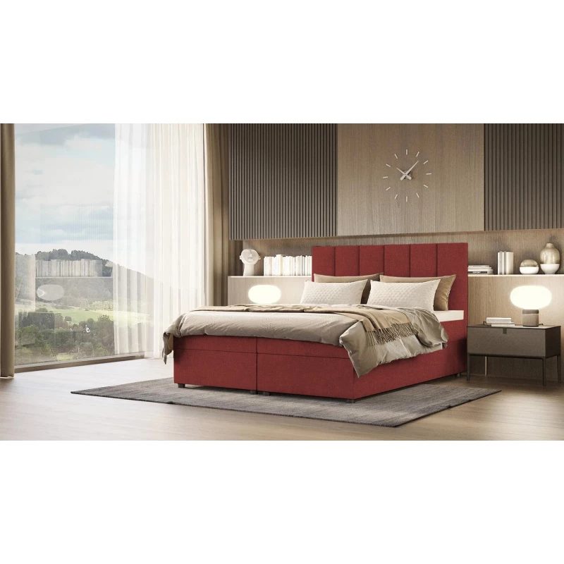 Kontinentálna posteľ DELTA 4 - 140x200, tmavo červená
