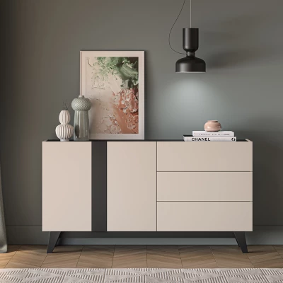 Kombinovaná komoda CHARLOTTE - kašmír / čierna