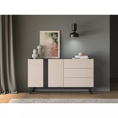 Kombinovaná komoda CHARLOTTE - kašmír / čierna