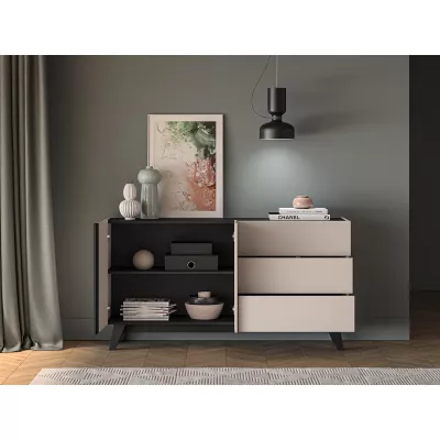 Kombinovaná komoda CHARLOTTE - kašmír / čierna