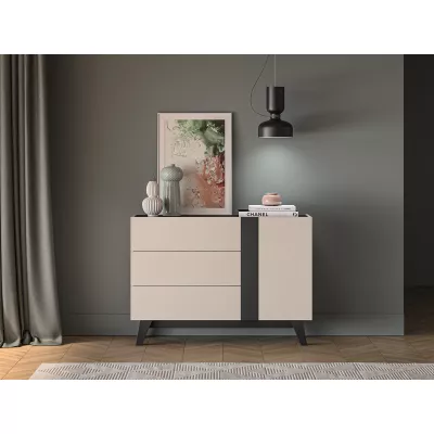 Široká komoda CHARLOTTE - kašmír / čierna