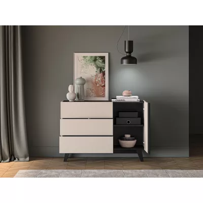 Široká komoda CHARLOTTE - kašmír / čierna