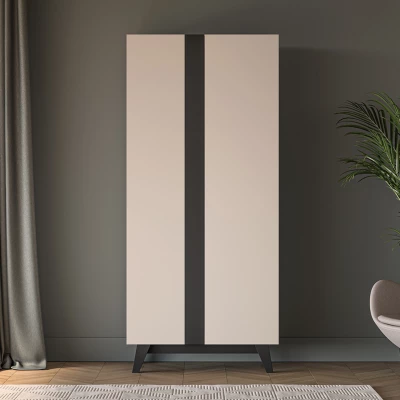 Šatníková skriňa 90 cm CHARLOTTE - kašmír / čierna