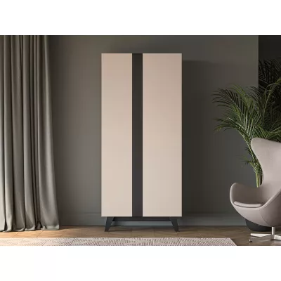 Šatníková skriňa 90 cm CHARLOTTE - kašmír / čierna