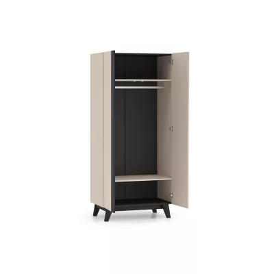 Šatníková skriňa 90 cm CHARLOTTE - kašmír / čierna