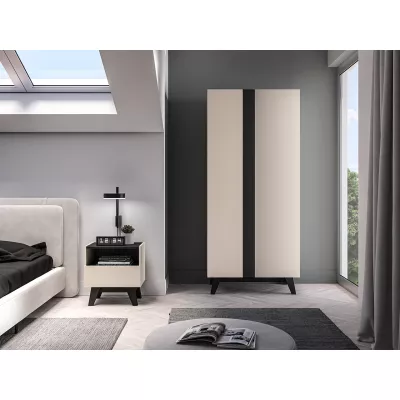 Šatníková skriňa 90 cm CHARLOTTE - kašmír / čierna