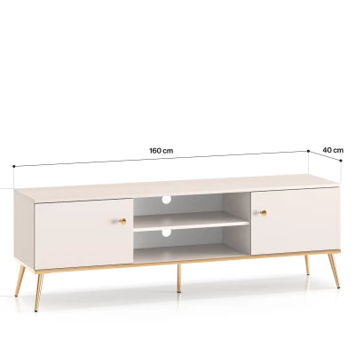 TV stolík LUNA - béžový / zlatý