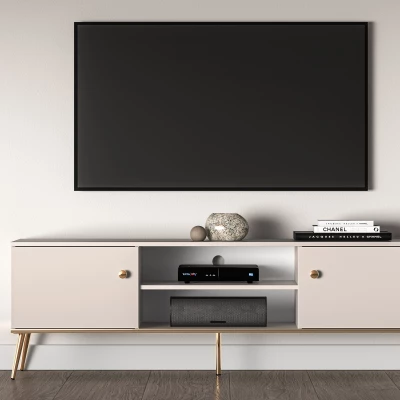 TV stolík LUNA - béžový / zlatý