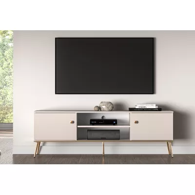 TV stolík LUNA - béžový / zlatý