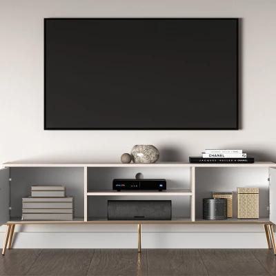 TV stolík LUNA - béžový / zlatý
