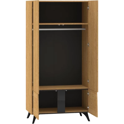 Šatníková skriňa 95 cm ANNIKA - dub baltic dune / jaseň portland čierny