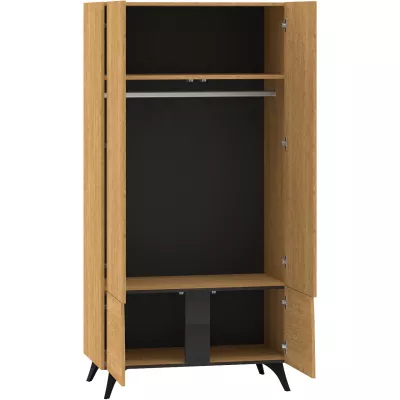 Šatníková skriňa 95 cm ANNIKA - dub baltic dune / jaseň portland čierny