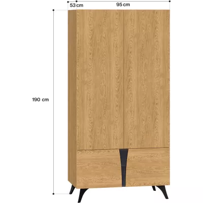 Šatníková skriňa 95 cm ANNIKA - dub baltic dune / jaseň portland čierny