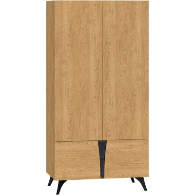 Šatníková skriňa 95 cm ANNIKA - dub baltic dune / jaseň portland čierny