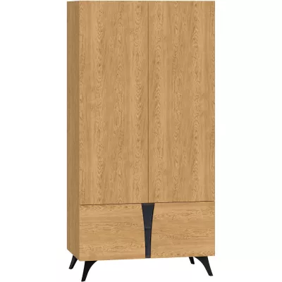 Šatníková skriňa 95 cm ANNIKA - dub baltic dune / jaseň portland čierny