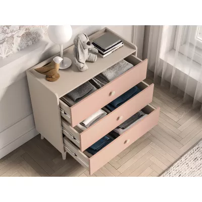 Detská šuplíková komoda OLIVIA - béžová / ružová