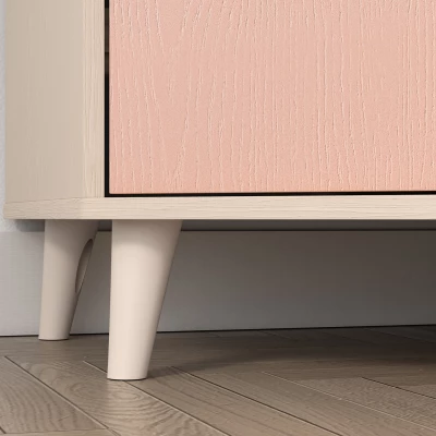 Rohová šatníková skriňa 80 cm do detskej izby OLIVIA - béžová / ružová