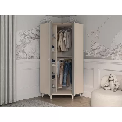 Rohová šatníková skriňa 80 cm OLIVIA - béžová / šedá