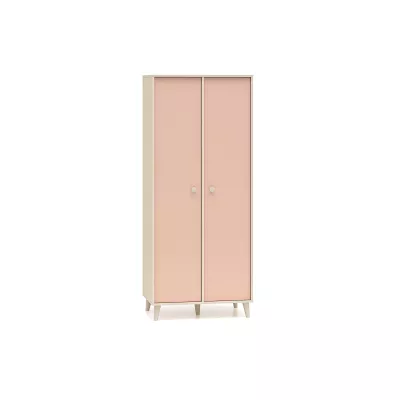 Dvojdverová šatníková skriňa 80 cm do detskej izby OLIVIA - béžová / ružová