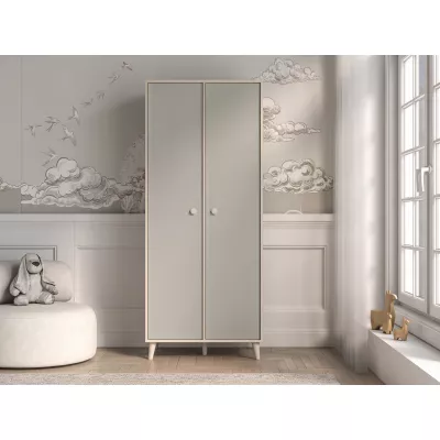 Dvojdverová šatníková skriňa 80 cm do detskej izby OLIVIA - béžová / šedá