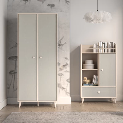 Dvojdverová šatníková skriňa 80 cm do detskej izby OLIVIA - béžová / šedá