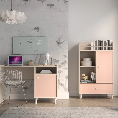 Písací stôl do detskej izby OLIVIA - béžový / ružový