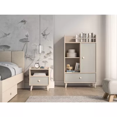 Nočný stolík do detskej izby OLIVIA - béžový / šedý