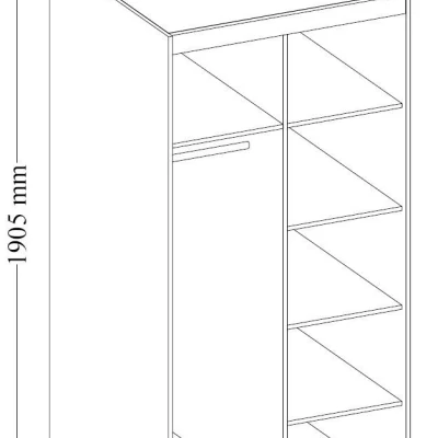Šatníková skriňa 90x190 PILINA so zrkadlom - dub lefkas