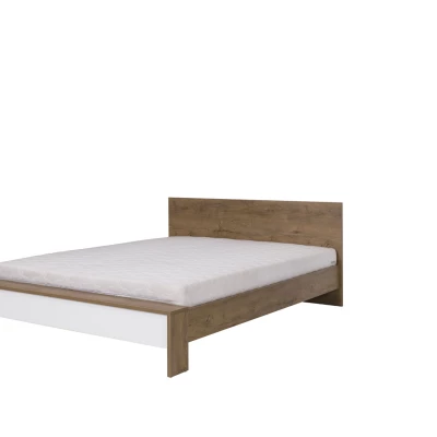 Dvojlôžková posteľ 160x200 ISANTI - dub bordeaux / lesklá biela