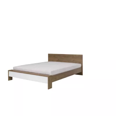 Dvojlôžková posteľ 160x200 ISANTI - dub bordeaux / lesklá biela