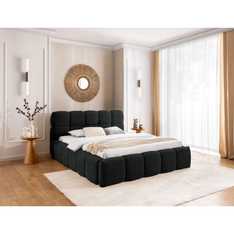 Manželská čalúnená posteľ 180x200 ZOUZETE - čierna