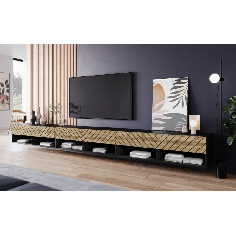 TV stolík CALIBURI 300 - čierny / dub wotan