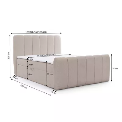 Boxspringová posteľ 200x200 SEMINOLE - šedá + topper