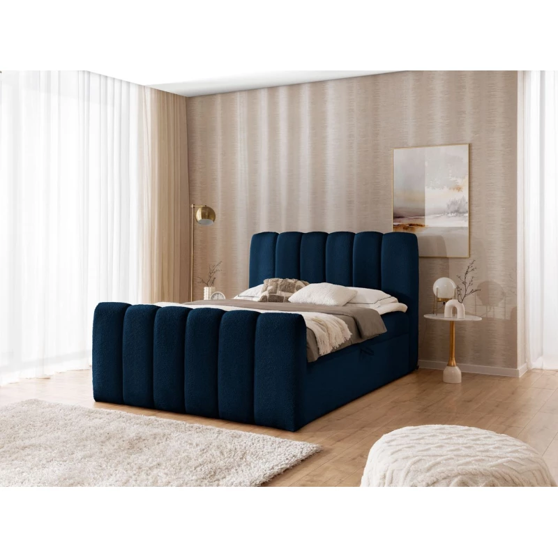 Boxspringová posteľ 200x200 SEMINOLE - tmavo modrá + topper