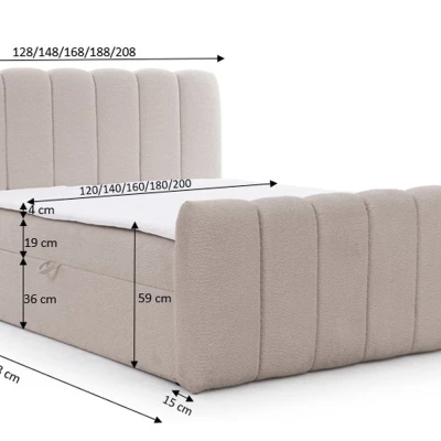 Boxspringová posteľ 200x200 SEMINOLE - krémová + topper