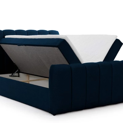 Boxspringová posteľ 140x200 SEMINOLE - tmavo modrá + topper