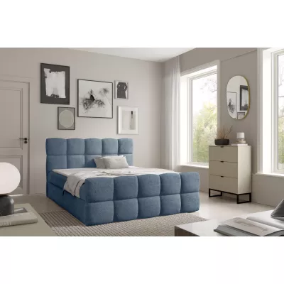Kontinentálna posteľ 200x200 ISEMBARD - modrá + topper