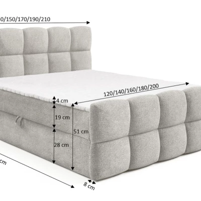 Kontinentálna posteľ 200x200 ISEMBARD - modrá + topper