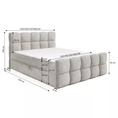Kontinentálna posteľ 200x200 ISEMBARD - modrá + topper