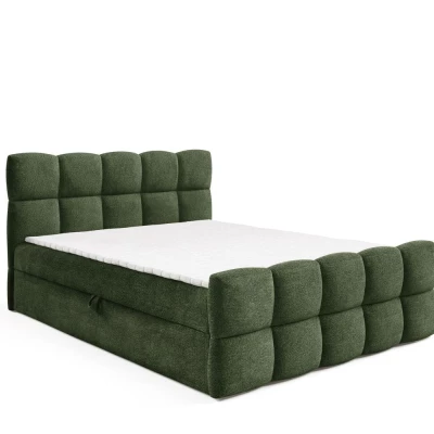 Kontinentálna posteľ 180x200 ISEMBARD - fľaškovo zelená + topper