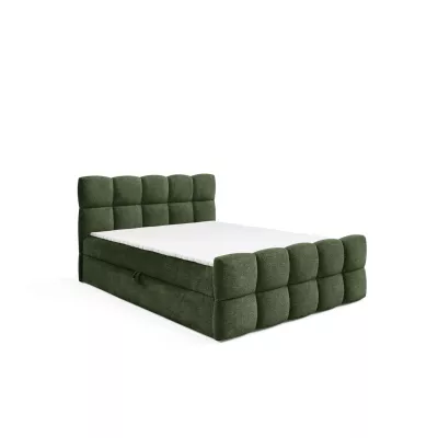 Kontinentálna posteľ 160x200 ISEMBARD - fľaškovo zelená + topper