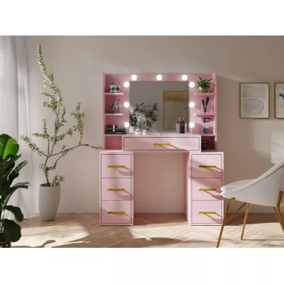 Toaletný stolík so zrkadlom BERTHA - marshmallow + LED osvetlenie ZDARMA