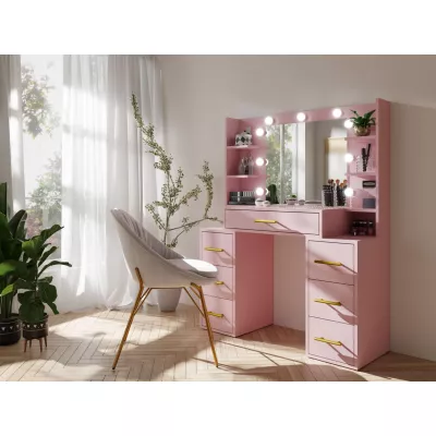 Toaletný stolík so zrkadlom BERTHA - marshmallow + LED osvetlenie ZDARMA