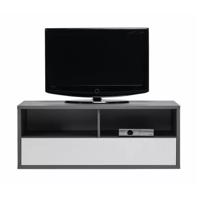 Televízny stolík MANKATO - šedý / lesklý biely
