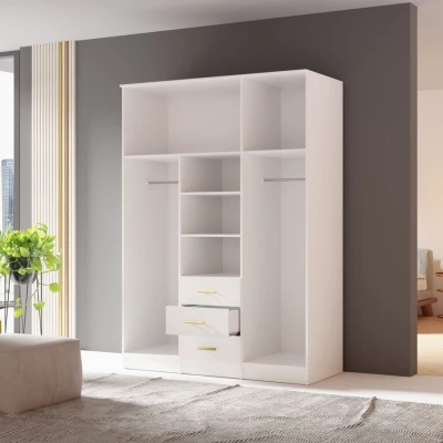 Kombinovaná šatníková skriňa 150 cm HENDRUM - biela