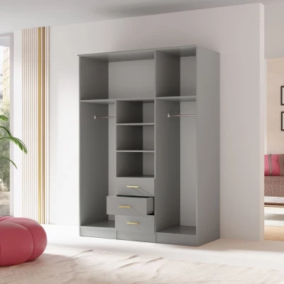 Kombinovaná šatníková skriňa 150 cm HENDRUM - šedá