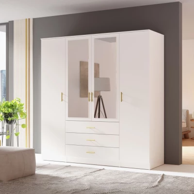 Kombinovaná šatníková skriňa 200 cm HENDRUM - biela