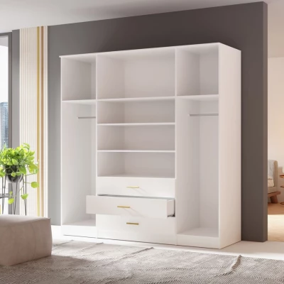 Kombinovaná šatníková skriňa 200 cm HENDRUM - biela