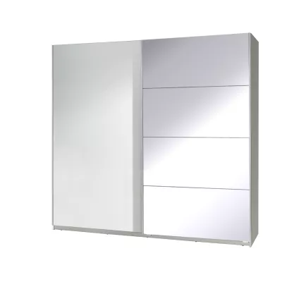 Zrkadlová šatníková skriňa 225 cm FOSSTON 3 - biela